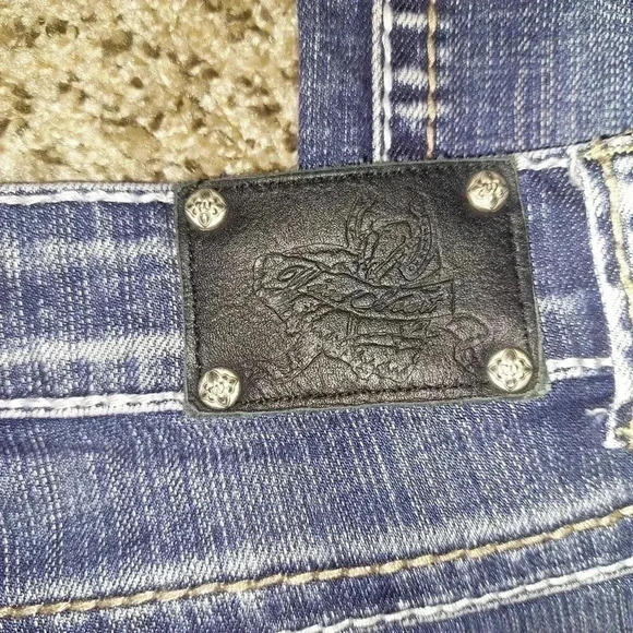 Wired Heart Jeans Womens 30 Stretch Medium Wash Low Rise Bootcut - Picture 7 of 9